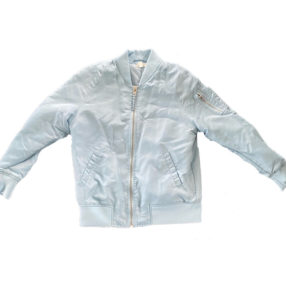sky blue bomber jacket
